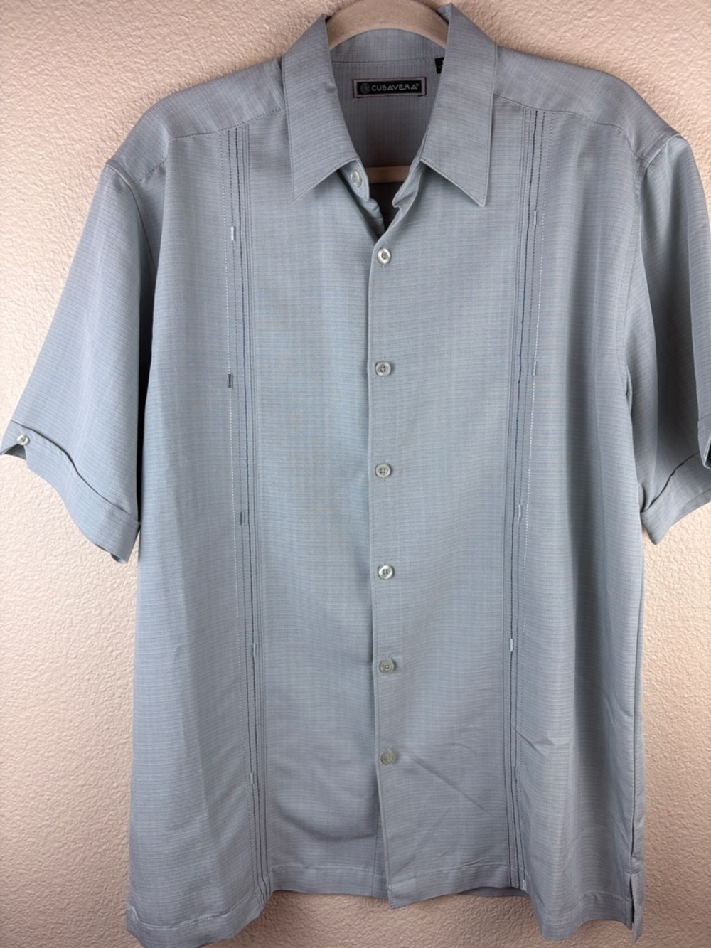 Cubavera Men's Sage Green Short Sleeve Camp Shirt Button-Down Size M